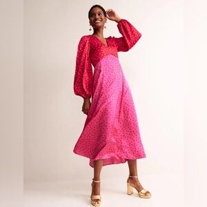 ISO Boden Blouson Sleeve Midi Tea Dress